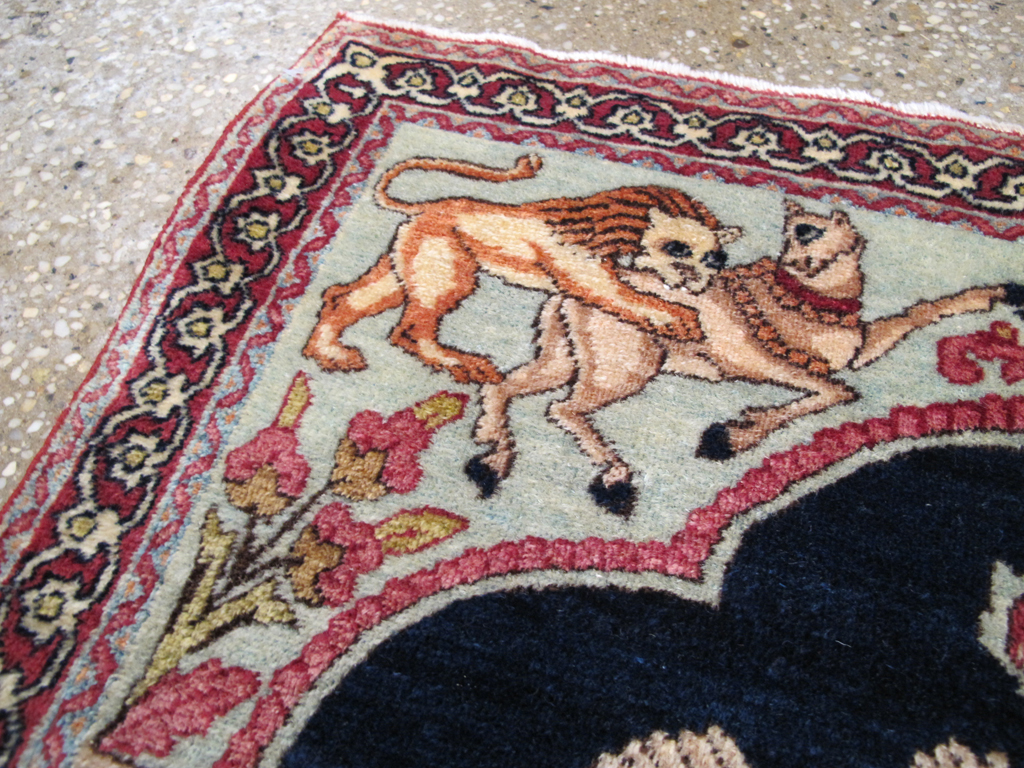 Antique Persian Lavar Kerman Pictorial Rug, No.26695 - Gsblank