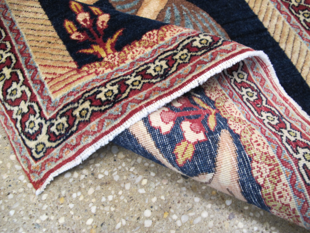 Antique Persian Lavar Kerman Pictorial Rug, No.26695 - Gsblank