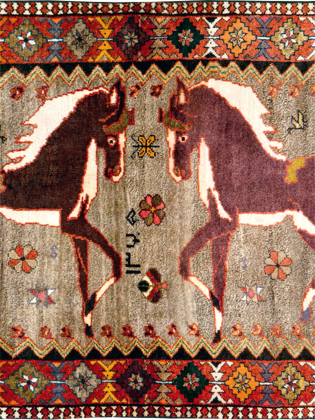 Vintage Qashqai Pictorial Rug, No.26700 - Gsblank