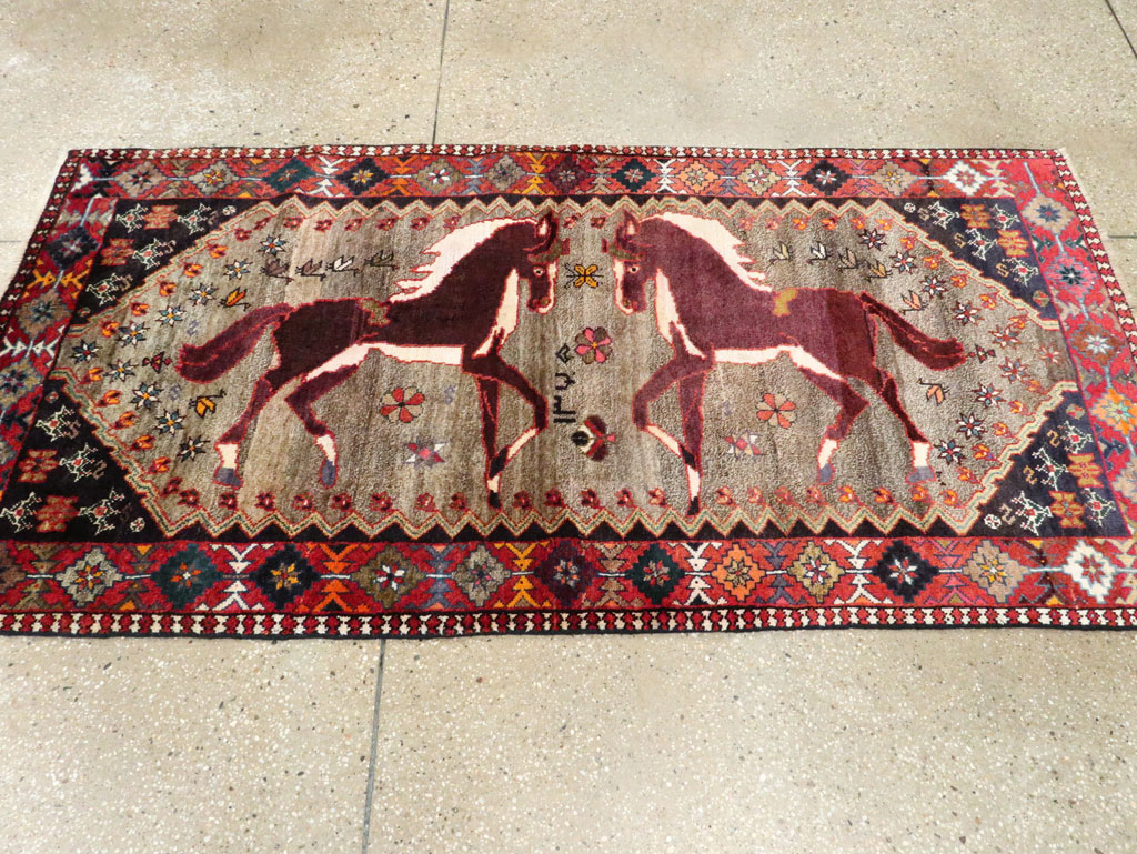Vintage Qashqai Pictorial Rug, No.26700 - Gsblank