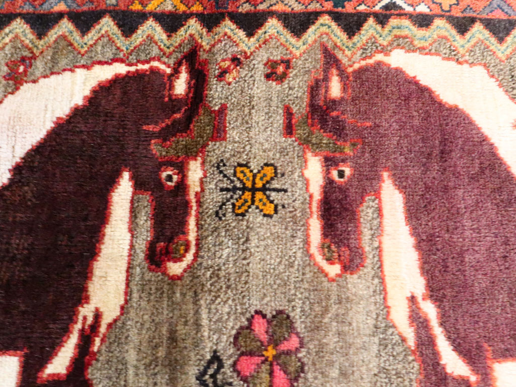 Vintage Qashqai Pictorial Rug, No.26700 - Gsblank