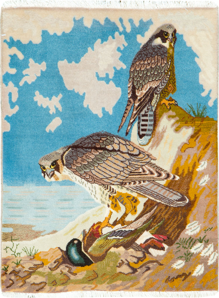 Vintage Persian Tabriz Pictorial Rug, No.26705 - Gsblank