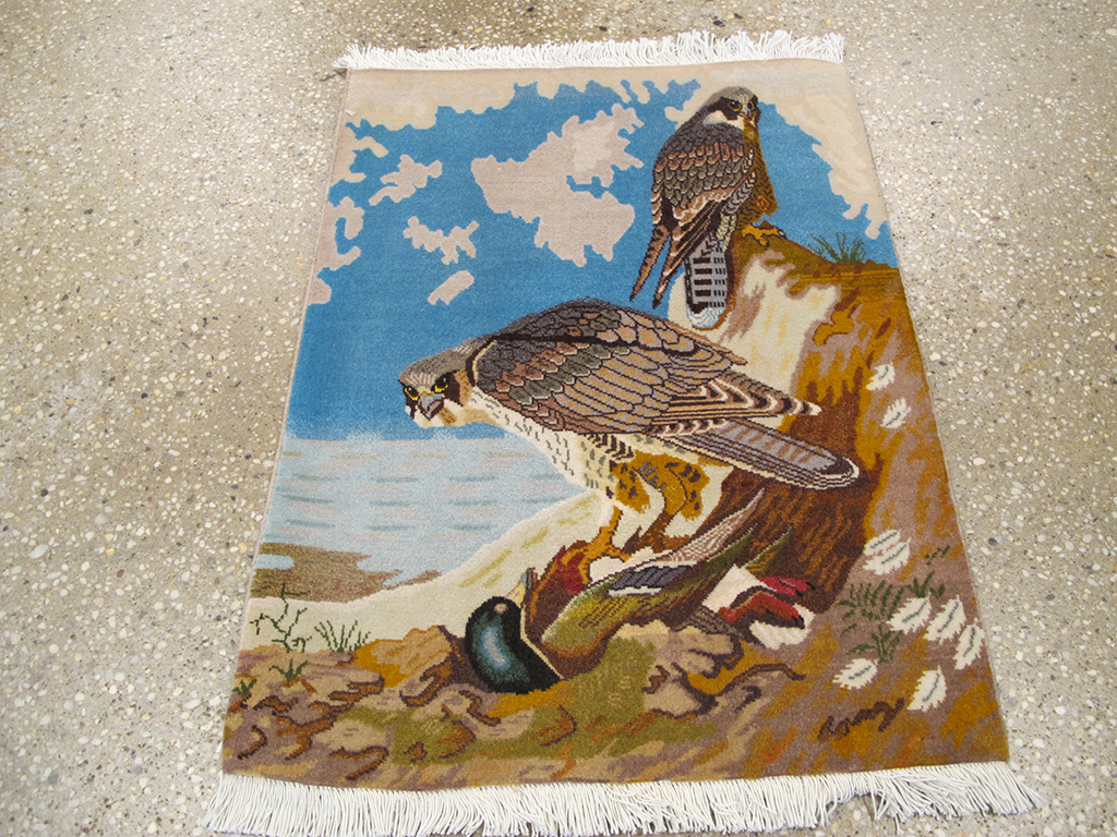 Vintage Persian Tabriz Pictorial Rug, No.26705 - Gsblank