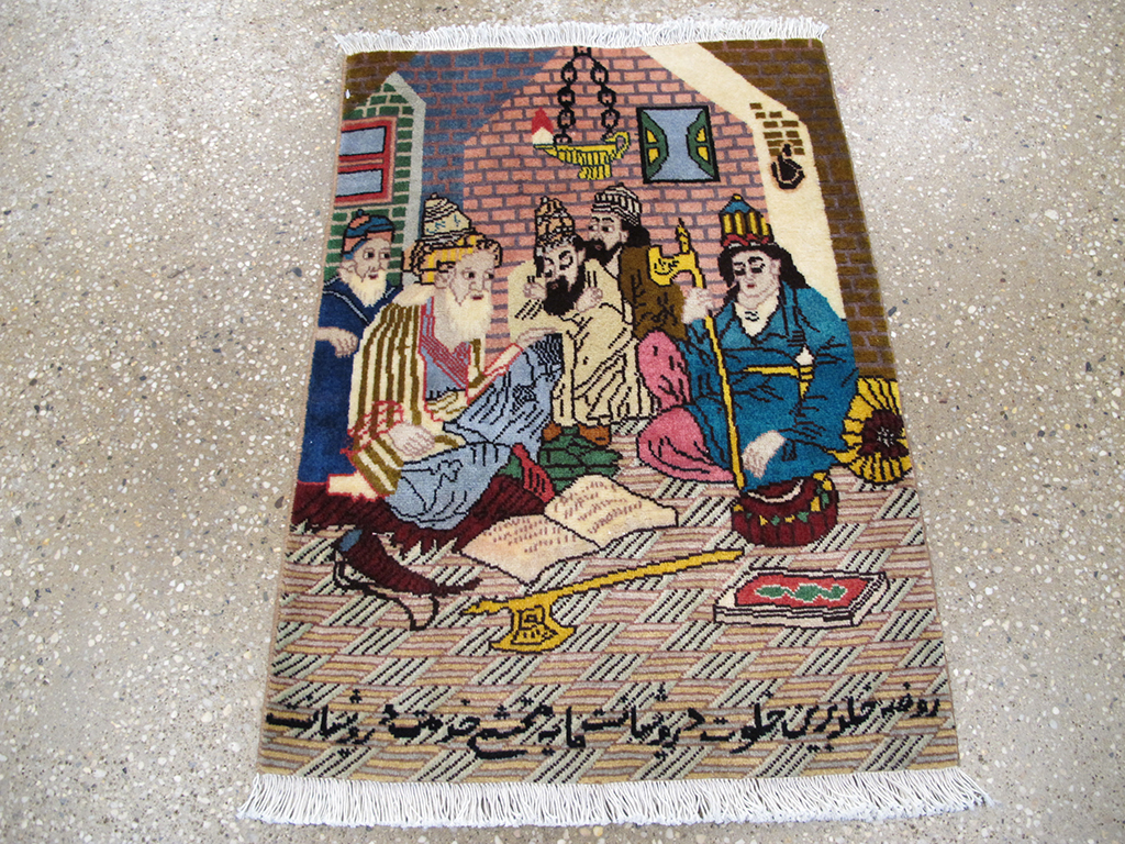 Vintage Persian Tabriz Pictorial Rug, No.26706 - Gsblank