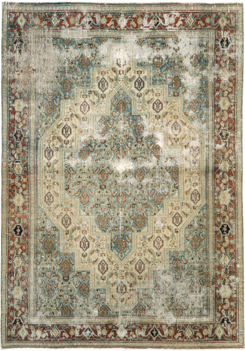 Antique Persian Senneh Distressed Rug, No.26708 - Gsblank