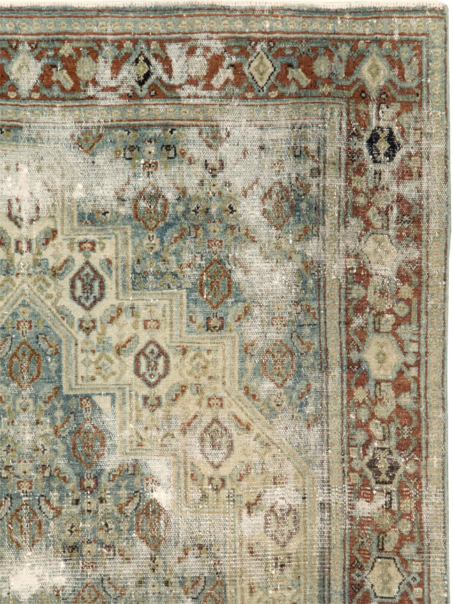 Antique Persian Senneh Distressed Rug, No.26708 - Gsblank