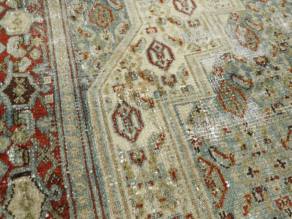 Antique Persian Senneh Distressed Rug, No.26708 - Gsblank
