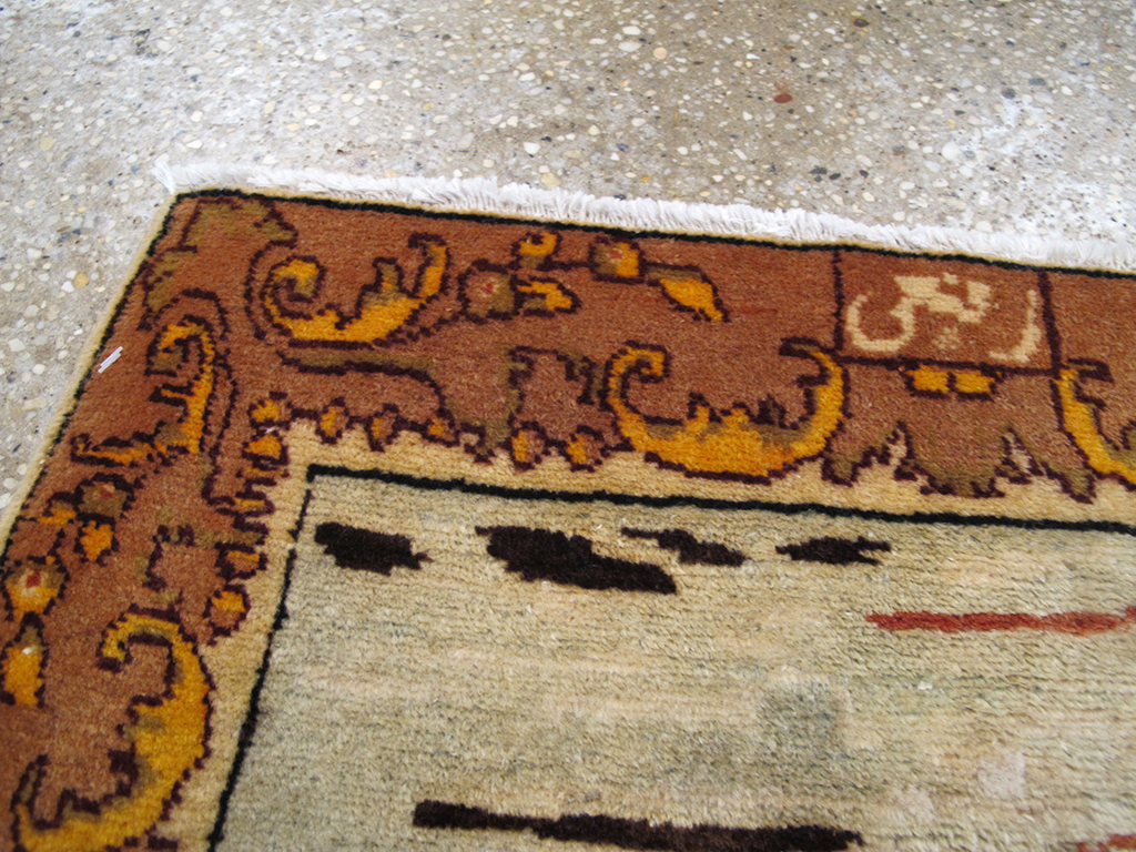 Vintage Persian Tabriz Pictorial Throw Rug, No.26711 - Gsblank