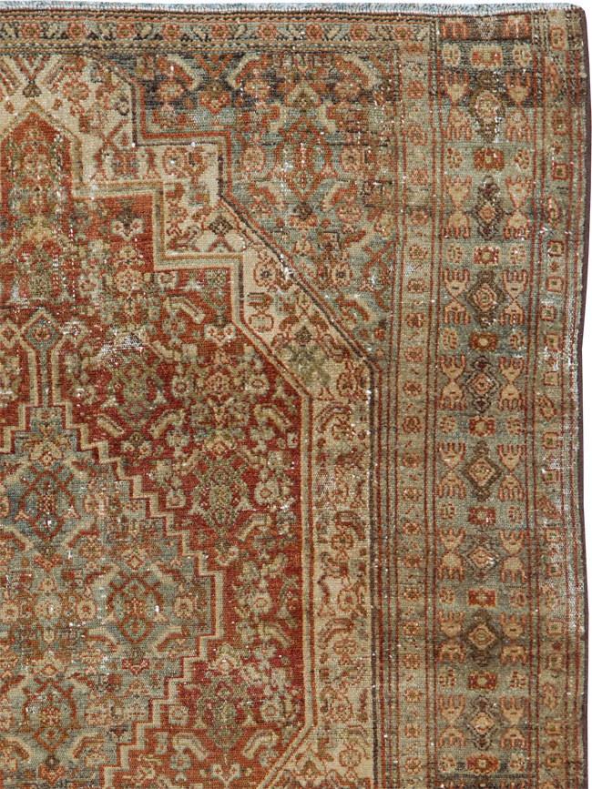 Antique Persian Senneh Distressed Rug, No.26712 - Gsblank