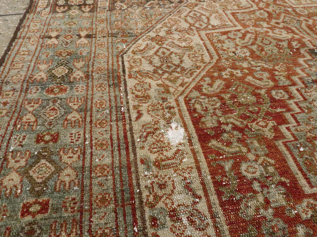 Antique Persian Senneh Distressed Rug, No.26712 - Gsblank