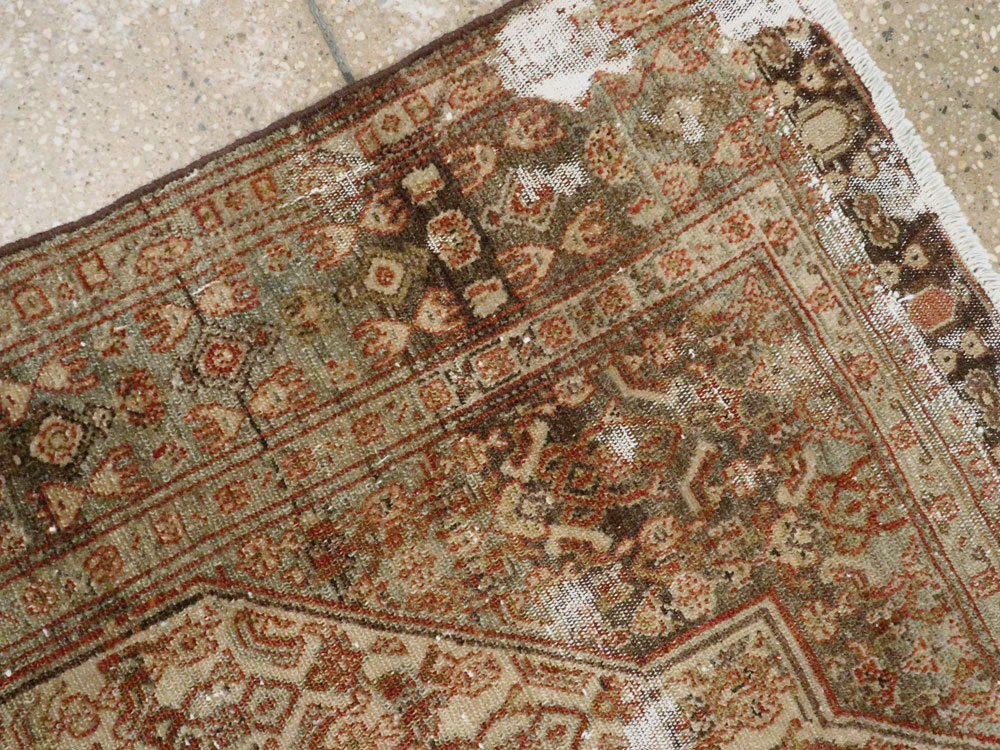 Antique Persian Senneh Distressed Rug, No.26712 - Gsblank