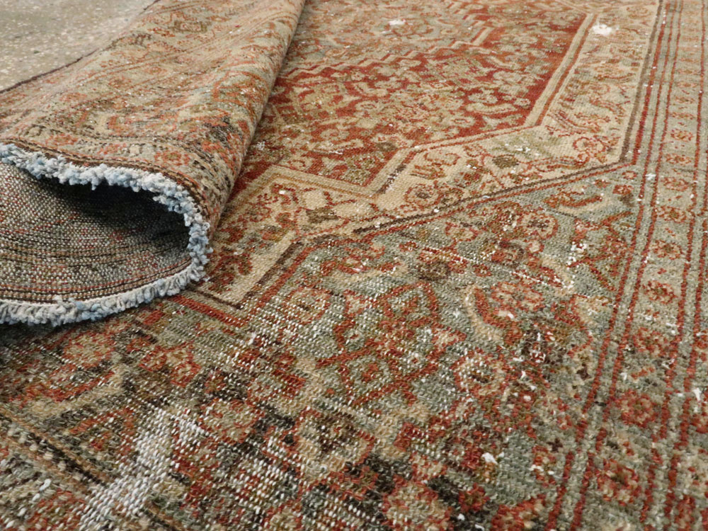 Antique Persian Senneh Distressed Rug, No.26712 - Gsblank
