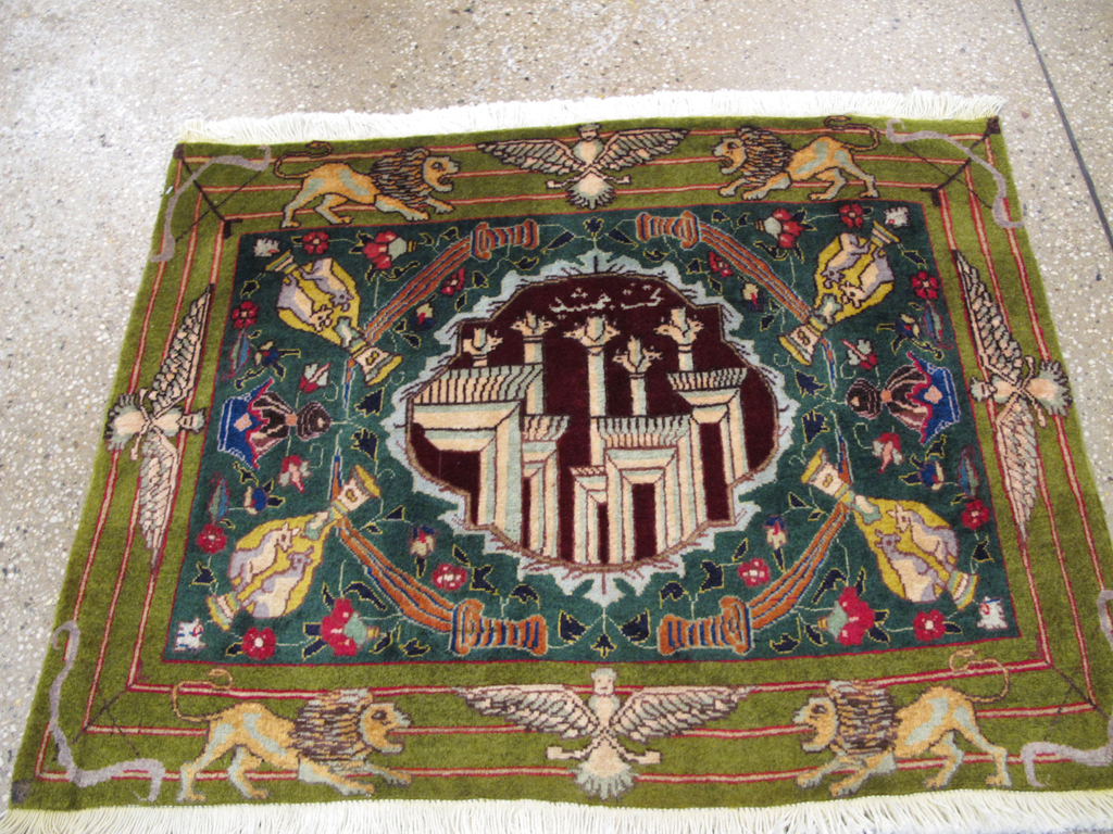 Vintage Persian Tabriz Pictorial Rug, No.26715 - Gsblank