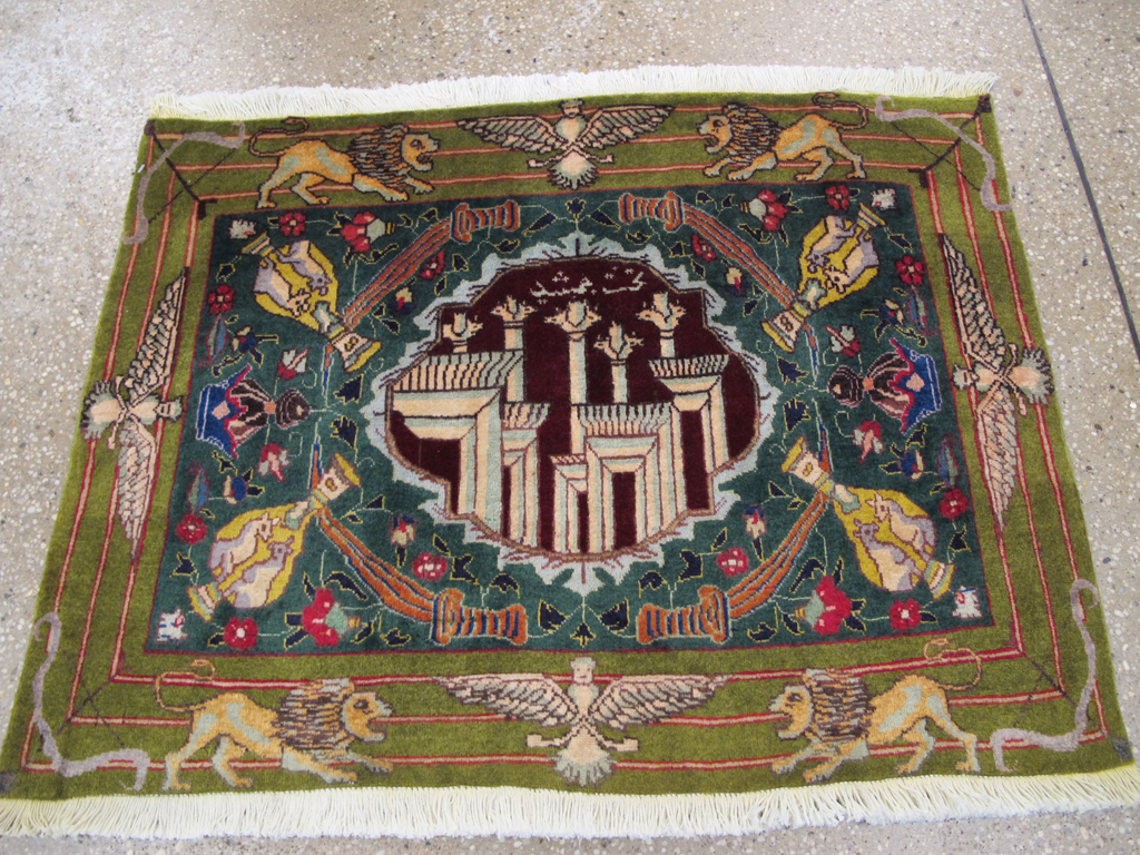 Vintage Persian Tabriz Pictorial Rug, No.26715 - Gsblank