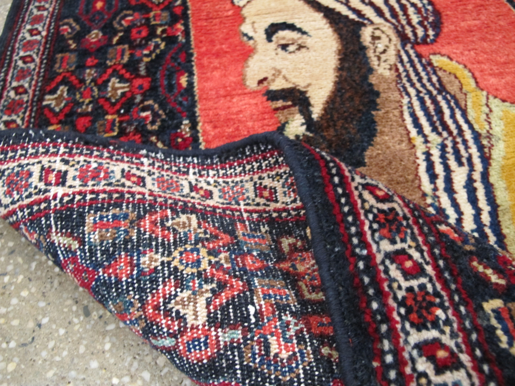 Vintage Persian Senneh Malayer Pictorial Rug, No.26728 - Gsblank