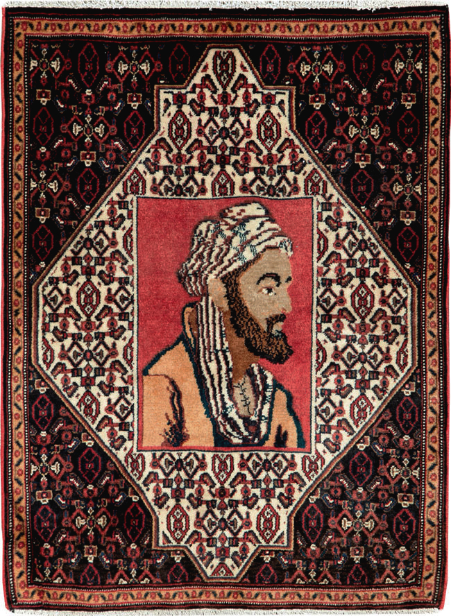Vintage Persian Senneh Malayer Pictorial Rug, No.26731 - Gsblank