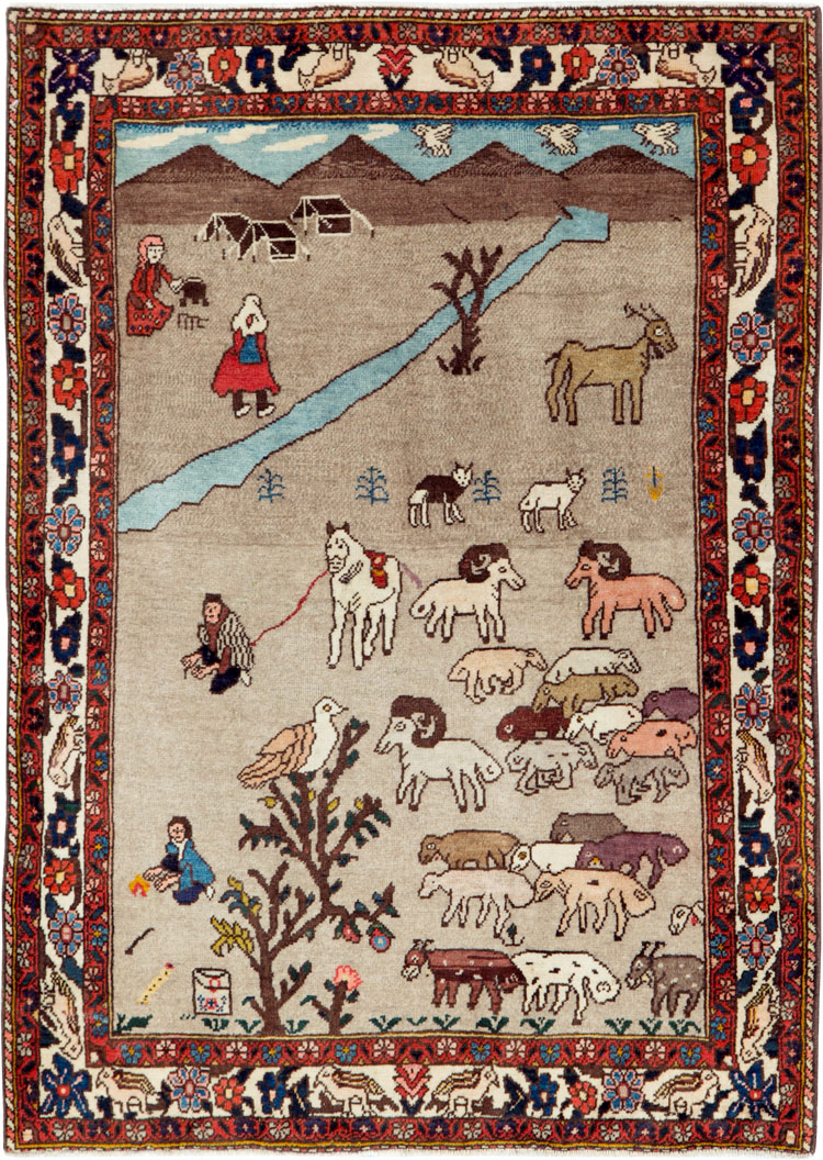 Vintage Persian Tabriz Pictorial Rug, No.26740 - Gsblank