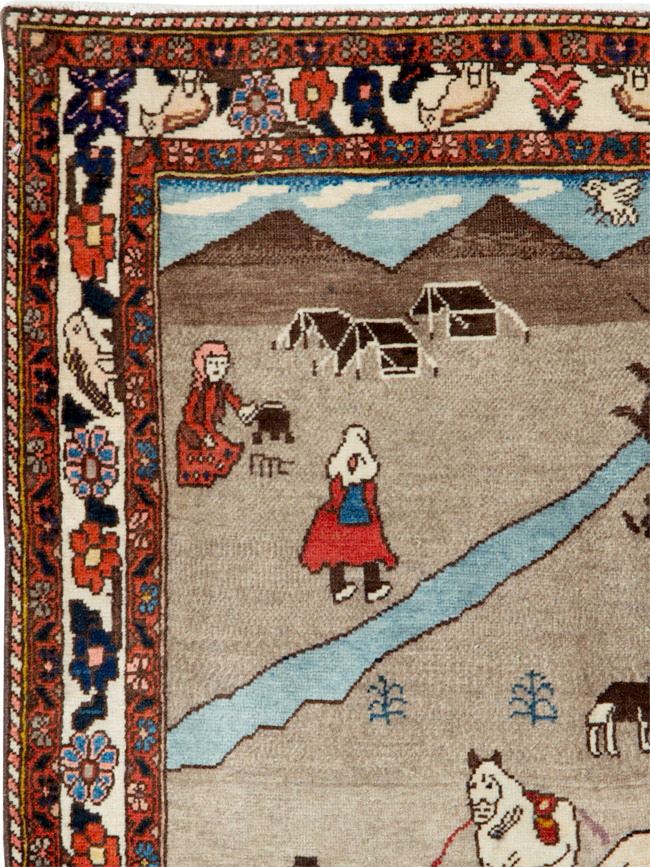 Vintage Persian Tabriz Pictorial Rug, No.26740 - Gsblank