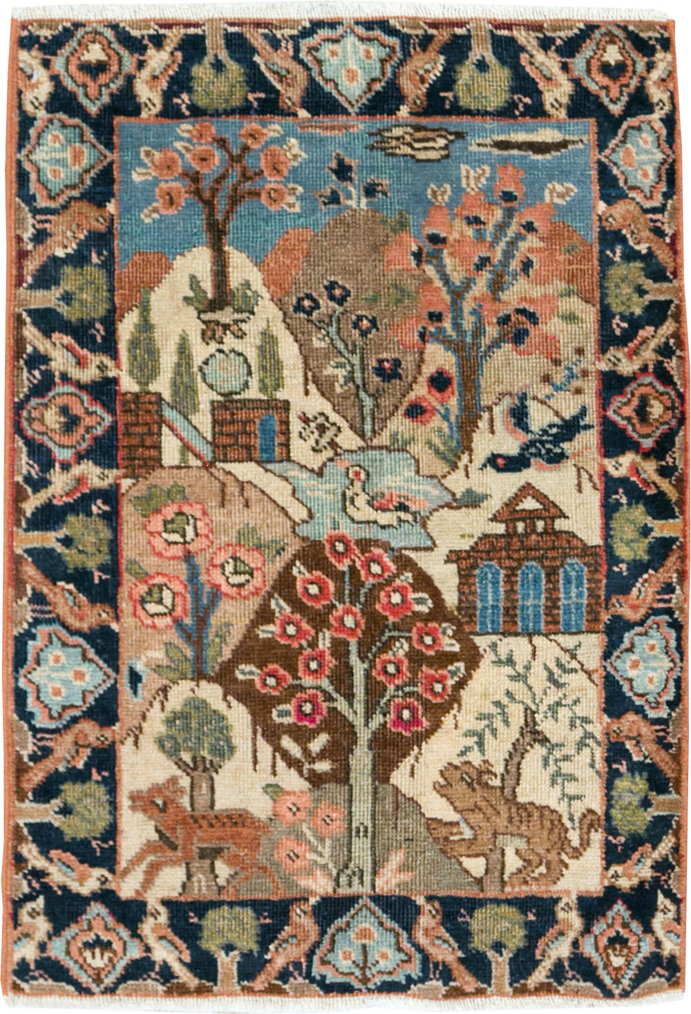 Vintage Persian Tabriz Pictorial Rug (Pair: 1 of 2), No.26742 - Gsblank