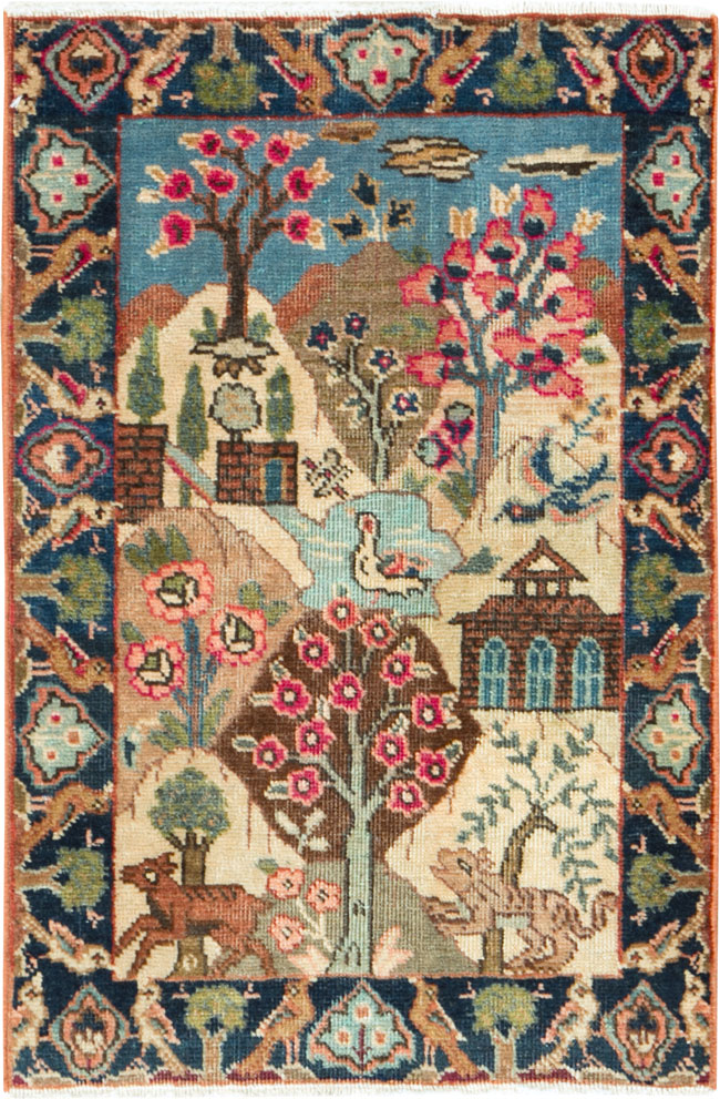 Vintage Persian Tabriz Pictorial Rug (Pair: 2 of 2), No.26743 - Gsblank