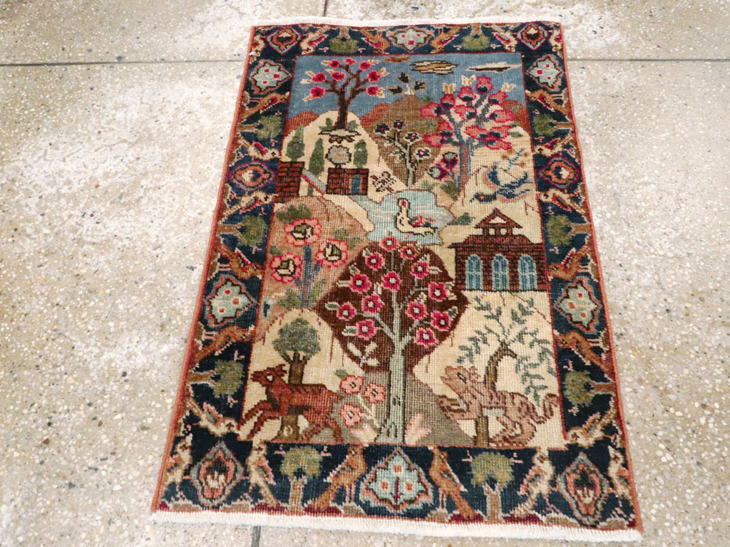 Vintage Persian Tabriz Pictorial Rug (Pair: 2 of 2), No.26743 - Gsblank