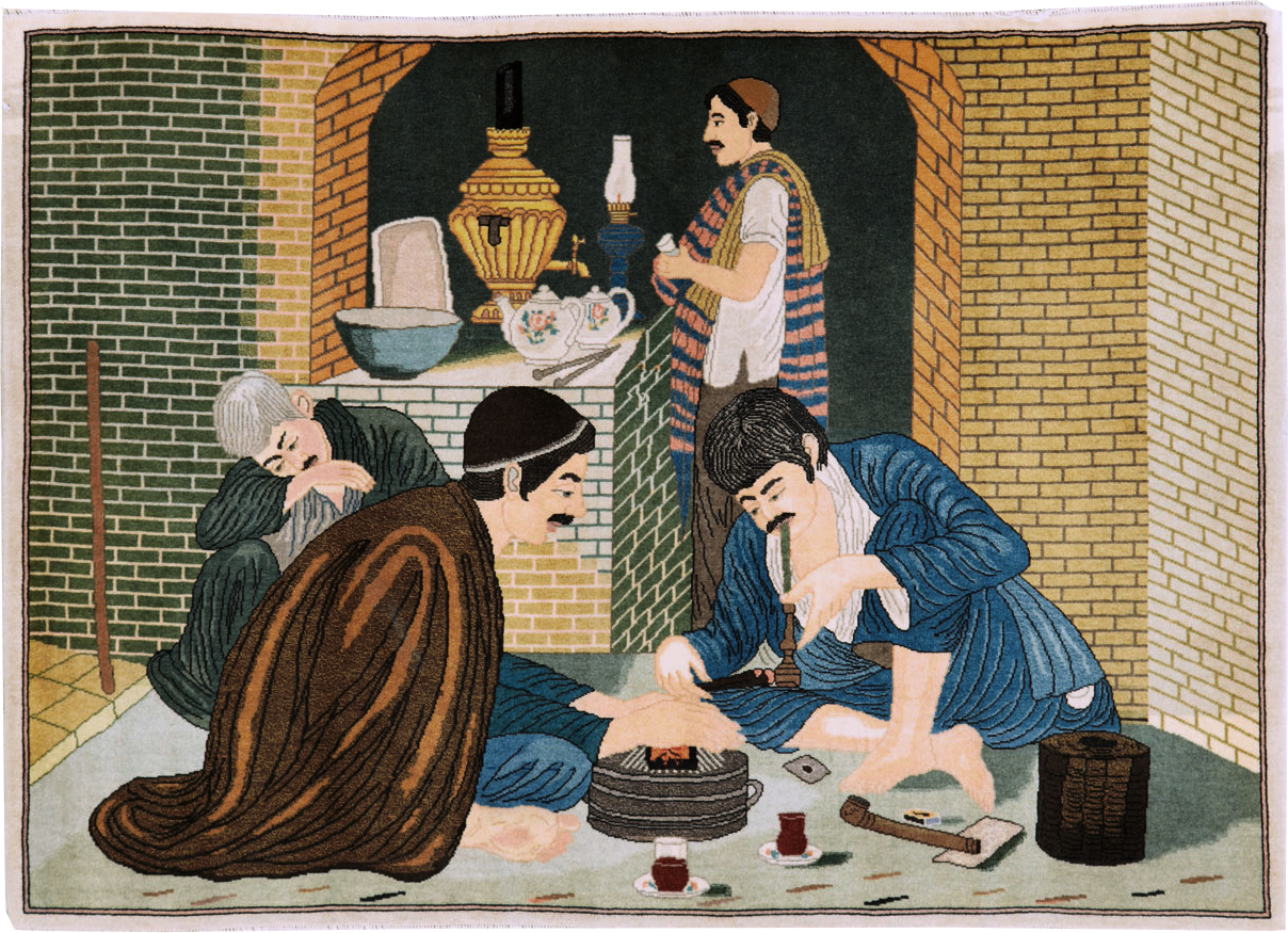 Vintage Persian Tabriz Pictorial Rug, No.26760 - Gsblank