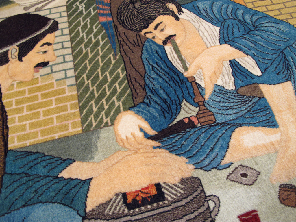 Vintage Persian Tabriz Pictorial Rug, No.26760 - Gsblank