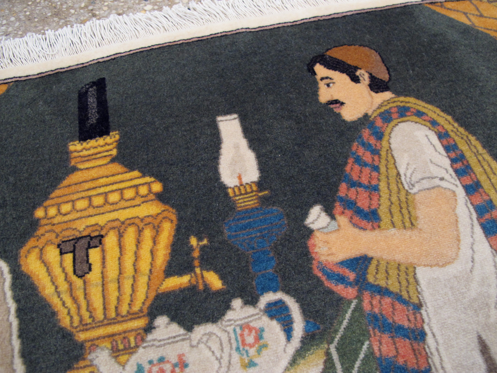 Vintage Persian Tabriz Pictorial Rug, No.26760 - Gsblank