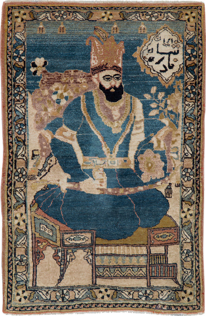 Antique Persian Tabriz Pictorial Rug, No.26782 - Gsblank