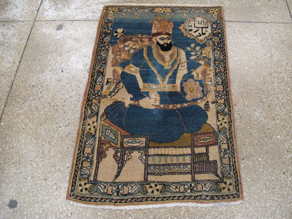 Antique Persian Tabriz Pictorial Rug, No.26782 - Gsblank