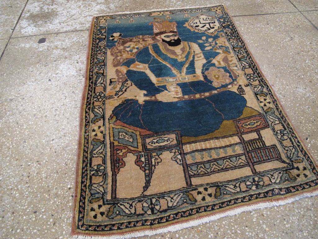Antique Persian Tabriz Pictorial Rug, No.26782 - Gsblank