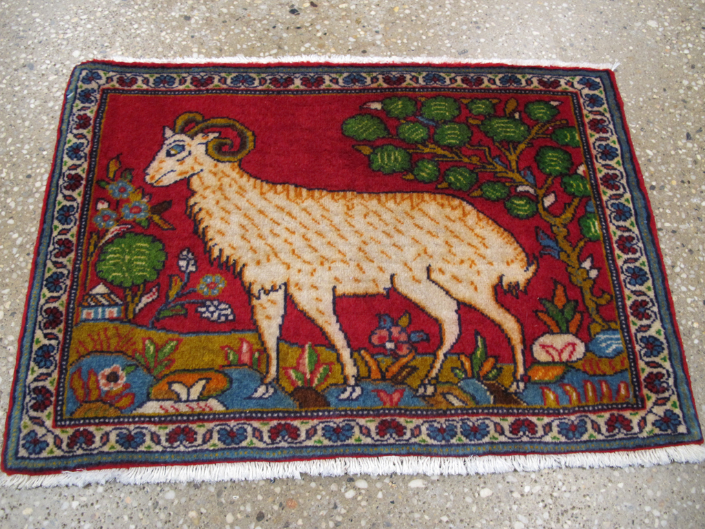 Vintage Persian Tabriz Pictorial Rug (Pair: 1 of 2), No.26788 - Gsblank