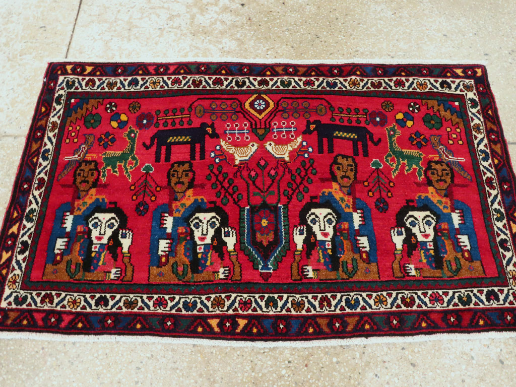 Vintage Persian Hamadan Pictorial Rug (Pair: 1 of 2), No.26790 - Gsblank