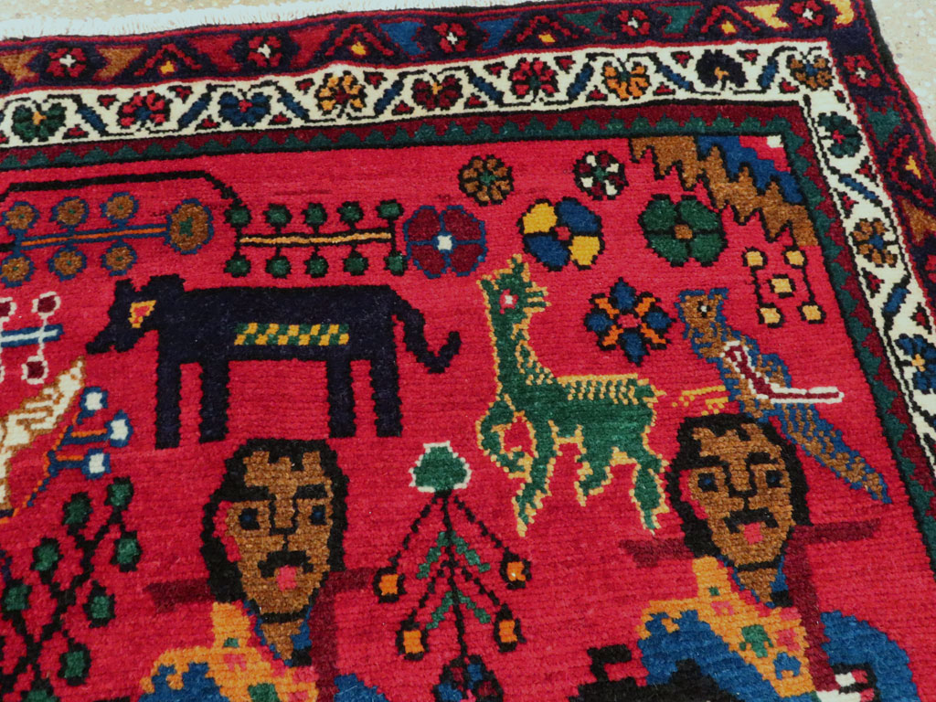 Vintage Persian Hamadan Pictorial Rug (Pair: 1 of 2), No.26790 - Gsblank