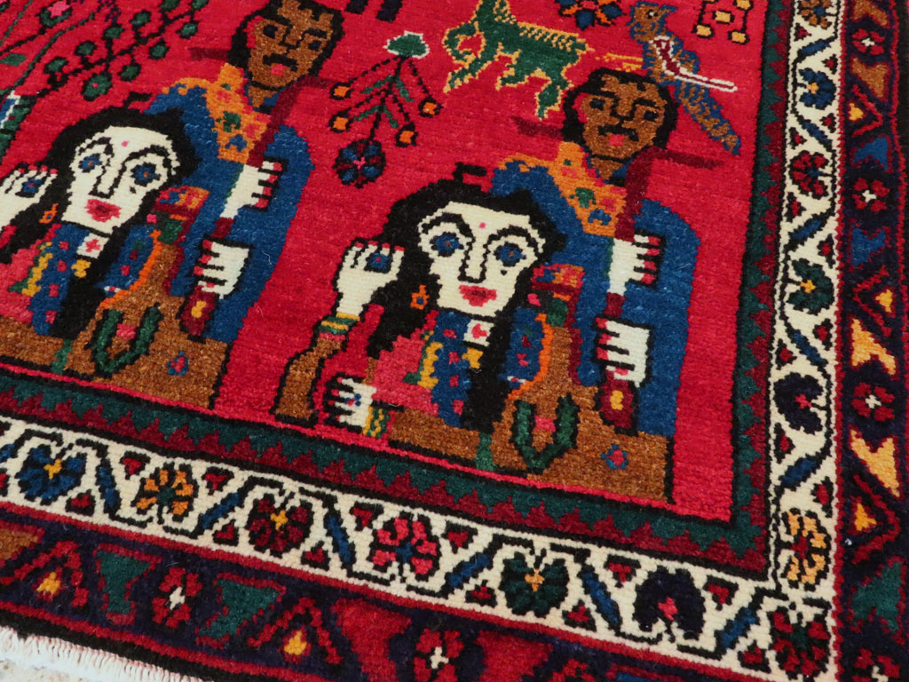 Vintage Persian Hamadan Pictorial Rug (Pair: 1 of 2), No.26790 - Gsblank