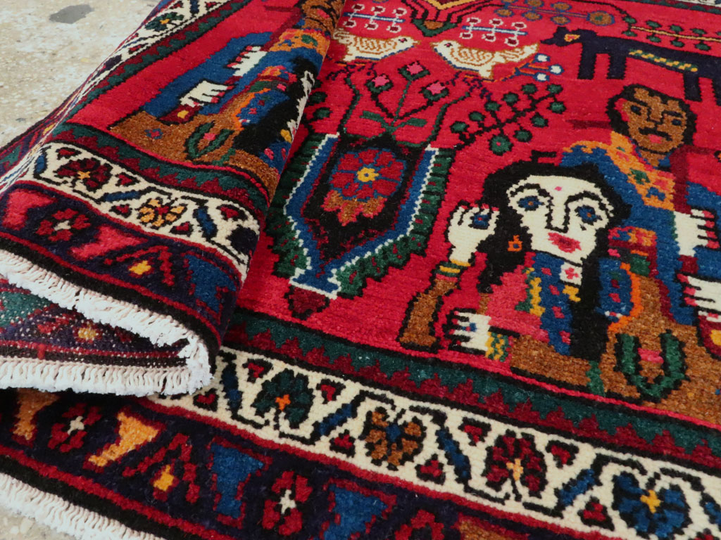 Vintage Persian Hamadan Pictorial Rug (Pair: 1 of 2), No.26790 - Gsblank