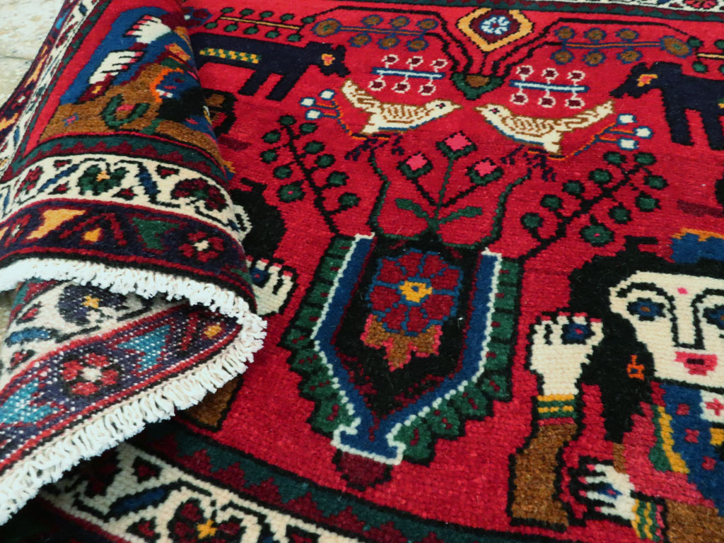 Vintage Persian Hamadan Pictorial Rug (Pair: 2 of 2), No.26791 - Gsblank