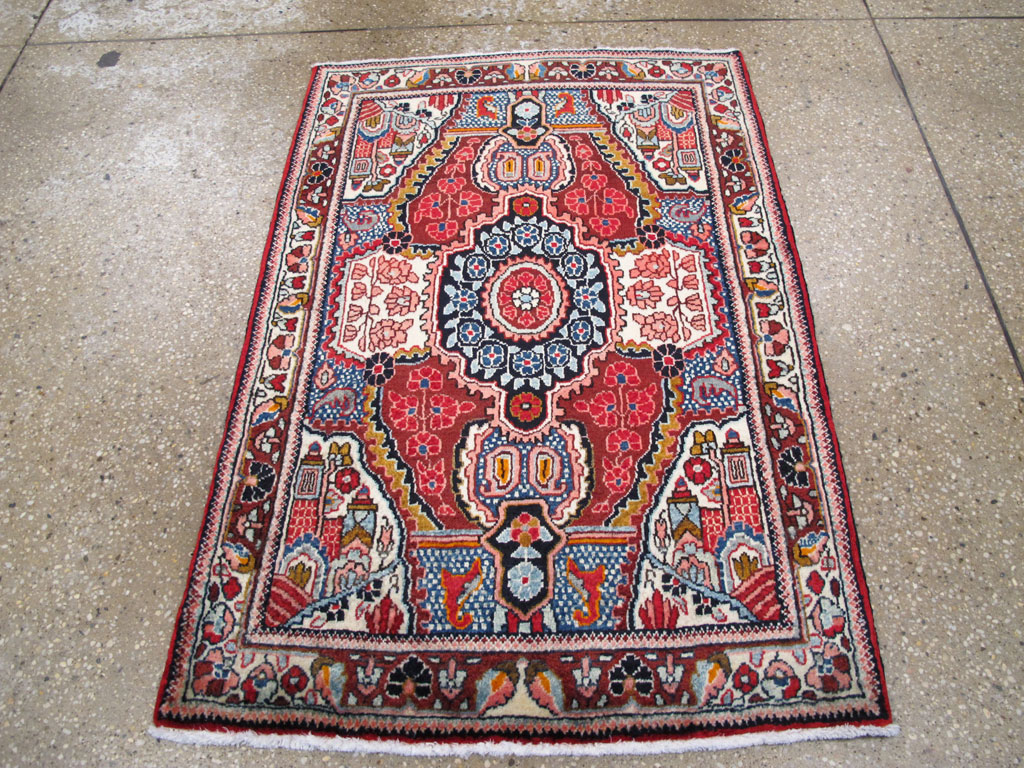 Vintage Persian Sarouk Throw Rug (Pair: 1 of 2), No.26792 - Gsblank