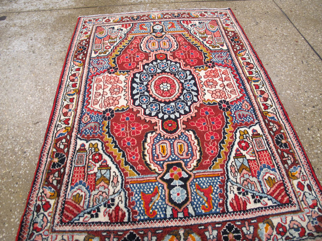 Vintage Persian Sarouk Throw Rug (Pair: 1 of 2), No.26792 - Gsblank