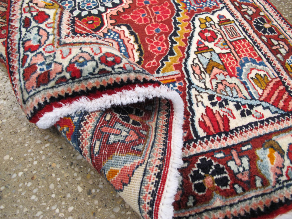 Vintage Persian Sarouk Throw Rug (Pair: 1 of 2), No.26792 - Gsblank
