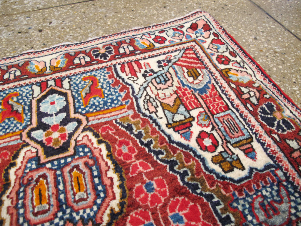 Vintage Persian Sarouk Throw Rug (Pair: 2 of 2), No.26793 - Gsblank