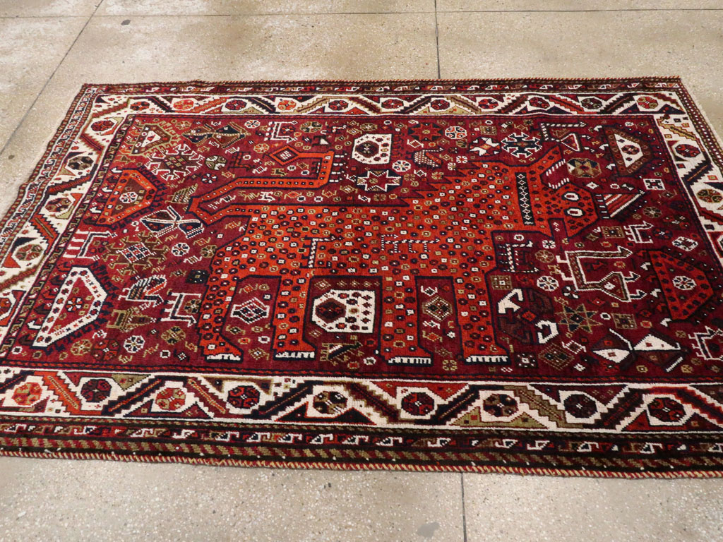 Vintage Pictorial Qashqai Rug, No.26794 - Gsblank