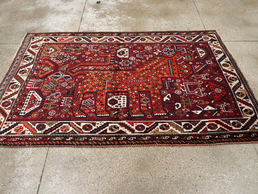 Vintage Pictorial Qashqai Rug, No.26794 - Gsblank