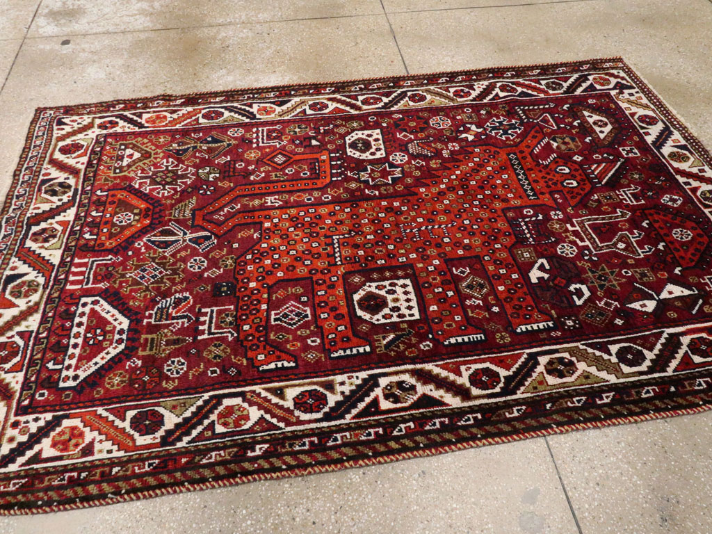 Vintage Pictorial Qashqai Rug, No.26794 - Gsblank