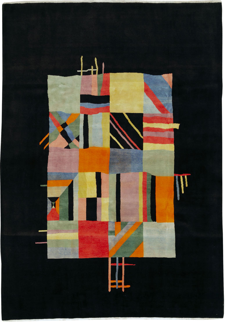 Vintage Persian Tabriz Art Deco Rug Inspired By Edward McKnight Kauffer, No.26798 - Gsblank