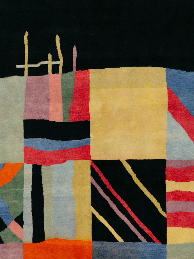 Vintage Persian Tabriz Art Deco Rug Inspired By Edward McKnight Kauffer, No.26798 - Gsblank