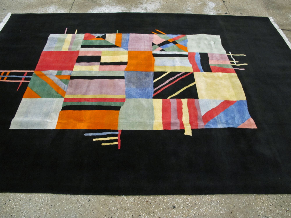 Vintage Persian Tabriz Art Deco Rug Inspired By Edward McKnight Kauffer, No.26798 - Gsblank