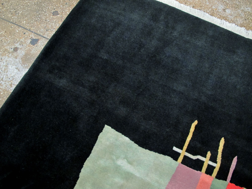 Vintage Persian Tabriz Art Deco Rug Inspired By Edward McKnight Kauffer, No.26798 - Gsblank