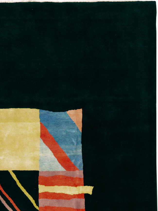 Vintage Persian Tabriz Art Deco Rug Inspired By Edward McKnight Kauffer, No.26798 - Gsblank