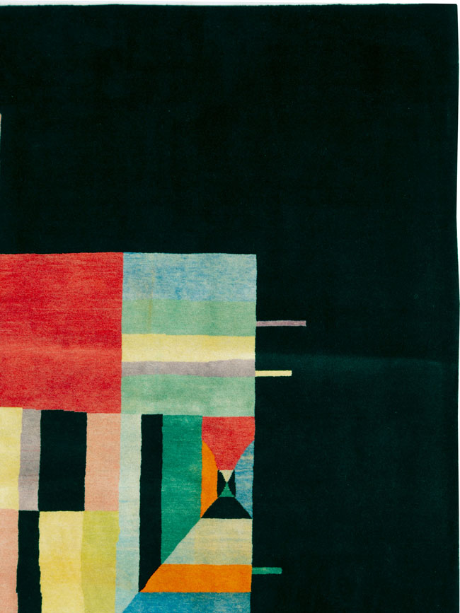 Vintage Persian Tabriz Art Deco Rug Inspired By Edward McKnight Kauffer, No.26798 - Gsblank